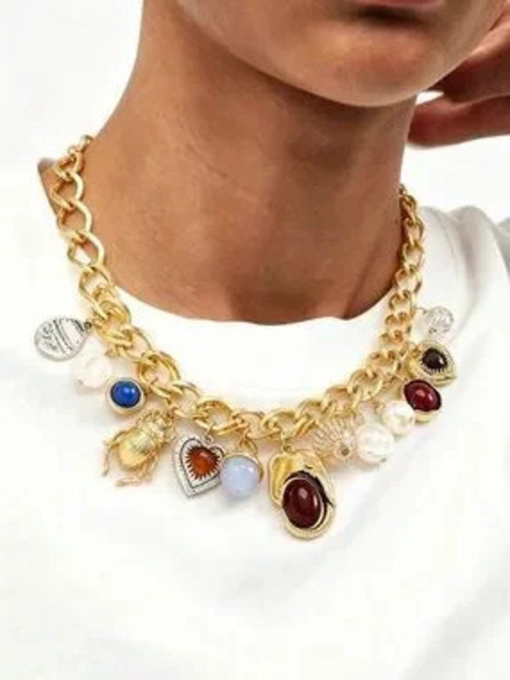 Heritage Sculptural Gold Multicharm Necklace